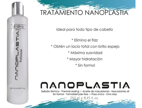 Keratina. Nanoplastia 250 Ml Alaciado Permanente Mb5