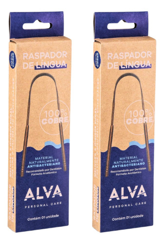 Raspador De Lingua Alva 2 Un 100% Cobre Uso Adulto/infantil