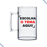 50 Caneca De Acrílico Chopp Personalizada Seu Tema 500ml Cor Transparente