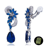 Pendientes Wwj Fashion Jewelry Chapados En Plata Con Zafiro