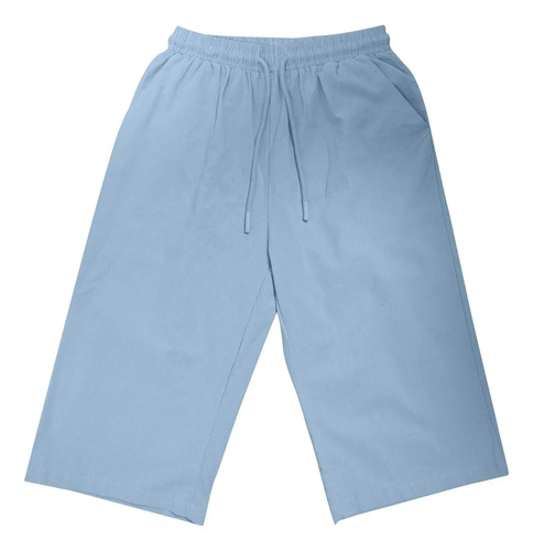 Pantalones Cortos Capris Casuales De Color Liso For Mujer ;