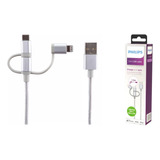 Cable 3 En 1 Para iPhone / Type C / Micro Usb Silver + Envio