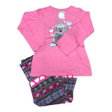 Pijama Polar Cómoda Conjunto 2pz Rosa Dama Top Y Pantalón 