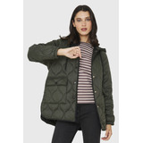 Parka Midi Tipo Quilt Bolsillos Oliva Nicopoly