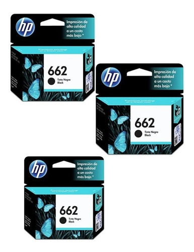 Kit Tinta Hp 662 Negro Hp Cz103al C/3 Negros Incluidos