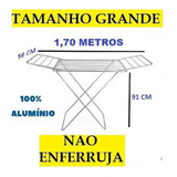 Varal De Chão Aluminio Com Abas Grande Lavanderia Leve Cor Branco