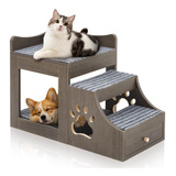 Litera Para Mascotas Con Escaleras, Percha De Ventana Y Cajo