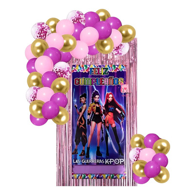 Kit Decoración Fiesta Las Guerreras Kpop Globos Cumpleaños