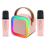 Bocina Karaoke Bluetooth Portátil Recargable Rgb 2 Microfono