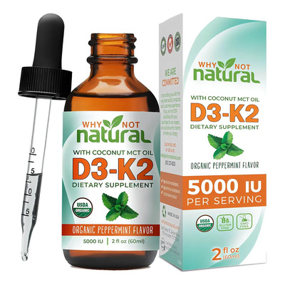 Vitamina D3 5,000iu + K2 100 Mcg 100% Natural Vegano Sabor Menta Orgánica | Envío gratis