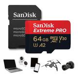 Microsdxc Sandisk 64gb Gravação 4k P/ Drone Celular Câmera