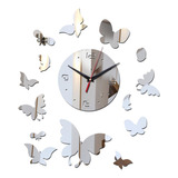 Reloj De Pared Espejado Silencioso Nuevo Con Diseño Mariposa