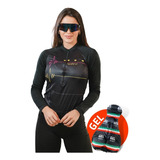 Conjunto De Ciclismo Feminino Bike Manga Longa Bermuda Gel