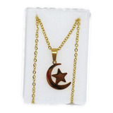 Collar De Luna Y Estrella De Oro Laminado+estuche Re7