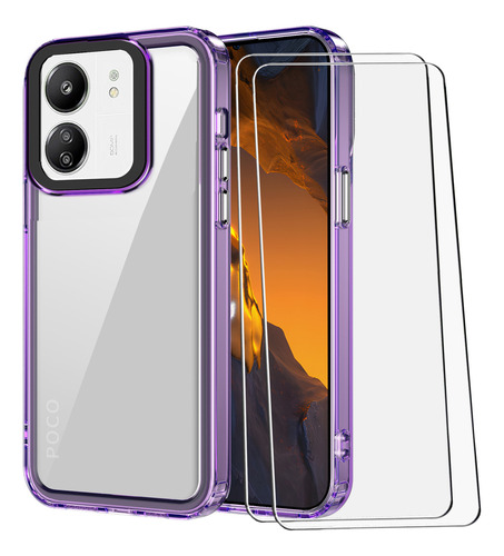 Rudo Uso Crystal Case Funda Para Xiaomi Poco C65 + 2 Micas