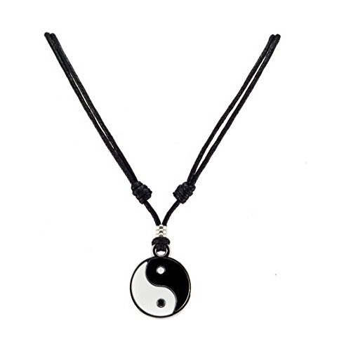 Yin Yang Colgante De Cuerda Cuerda Del Collar Negro Aju...