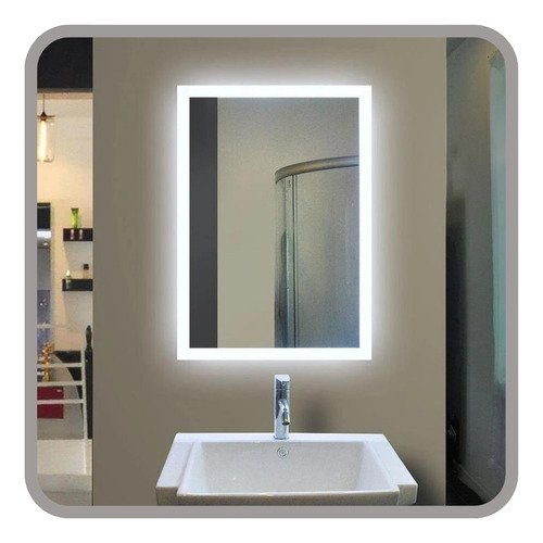 Espejo Luz Led Baño Rectangular 50x60cm Deco Pared Moderno