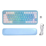 Teclado Mecánico 60% Celeste Blanco Retroiluminado