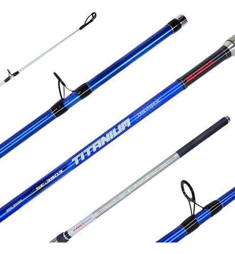 Caña De Pesca Titanium 3.90m 3 Tramos Carbono Lance 100-200g