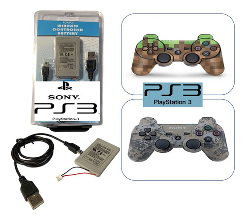 Bateria Para Controle Ps3 Playstation 3 Mais Brinde Cabo Usb