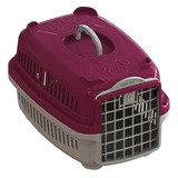 Caixa De Transporte Pet Cães E Gatos Forte N2 Cor Vinho