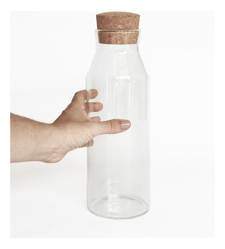 Botella Botellón De Vidrio Agua Leche Jugo Tapa Corcho