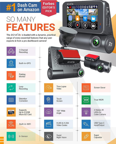 Rove R3 Dash Cam  3 Cmaras 2k Y Monitor 24h Estacionamiento Foto 8