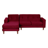 Sofa Chaiselong Izq Salerno Tela  Velvet  Burdeo