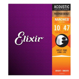 Cuerdas Para Guitarra Acústica Elixir 10/47 Nanoweb 16002