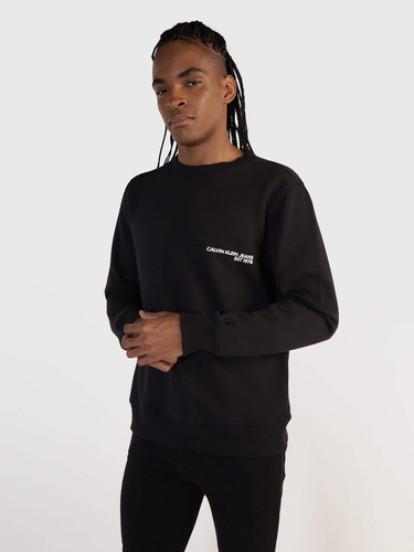 Sudadera Negra Estampado Dorsal Calvin Klein Para Hombre