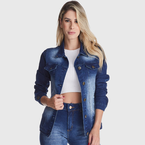 Jaqueta Jeans Feminina Destroyed Lycra Premium Lançamento