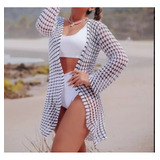 Blusa Cardigan Kimono Tricot Casaquinho Ou Saída De Praia