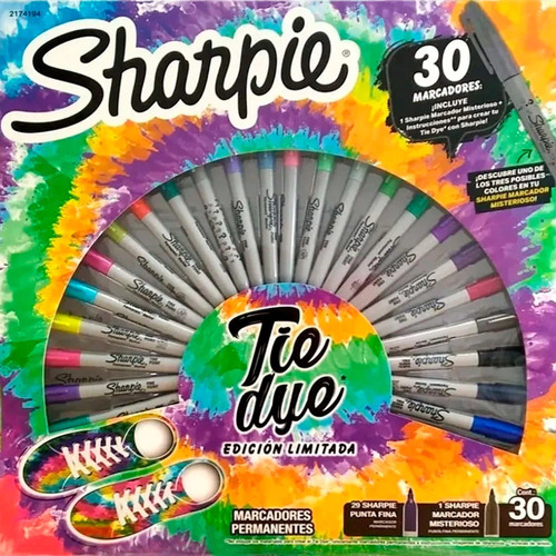 Ruleta Sharpie Tie Dye X 30 Marcadores Perma. Día Del Niño