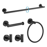 Turs Juego De Accesorios De Baño Negro Mate De 5 Piezas, Jue