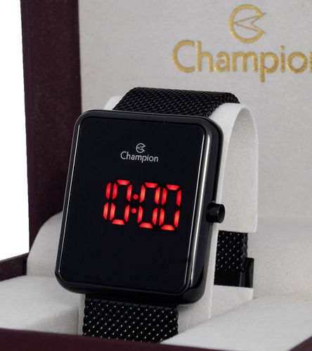 Relógio Champion Masculino Original Quadrado Led + Nf