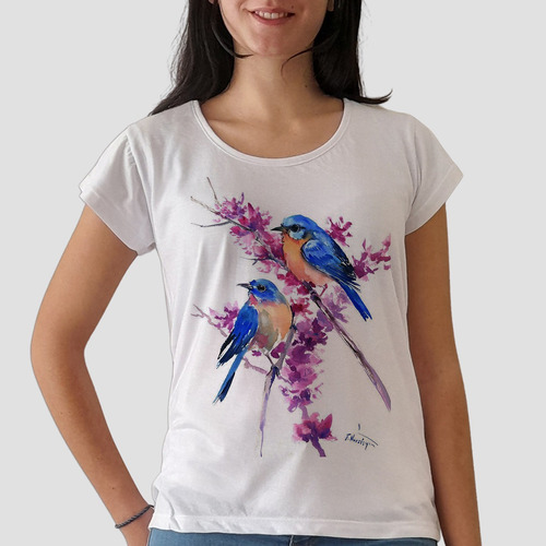 Remera Pajarito Aves Animales 2 Mujer Purple Chick