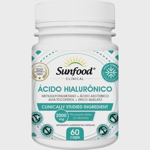 Ácido Hialurônico 2000mg Sunfood 60 Cápsulas