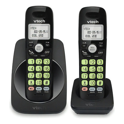 Vtech Vg101-21 Dect 6.0 - Teléfono Inalámbrico De 2 Teléfonos Para El Hogar, Pantalla Retroiluminada Azul Y Blanco, Botones Grandes Retroiluminados, Altavoz Dúplex Completo, Identificación De Llamadas | Envío gratis