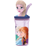 Vaso Niños 400ml Frozen Elsa Figura 3d Con Bombilla