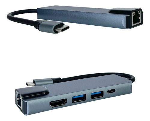 Adaptador Usb-c 5 En 1 Hdmi 4k Usb 3.0 Lector Tarjetas Hub