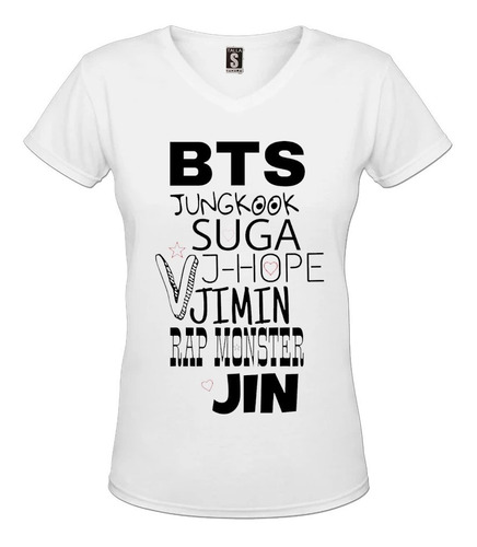 Camiseta Para Mujer Bts Kpop Dama Blusa Niña Algodón