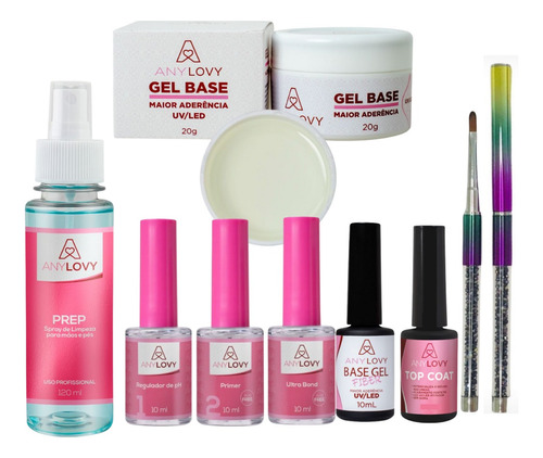 Kit Anylovy Gel Preparadores Finalizador (gel A Escolher)