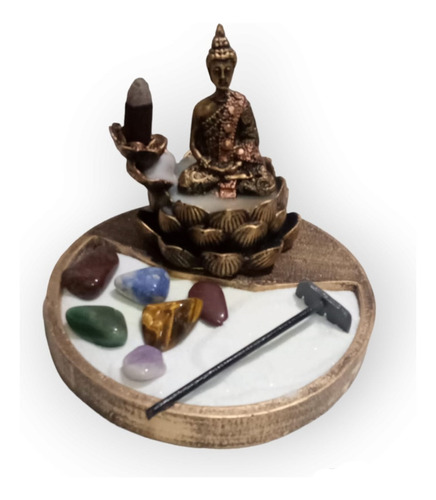Jardim Zen Incensario Cascata Buda Hindu Pedras 7 Chakras 