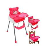 Silla Comedor Oso 3 En 1 Portatil Doble Altura Bebesitos Color Rosa