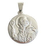 Medalla Dije San Benito De Acero Blanco 20 Mm
