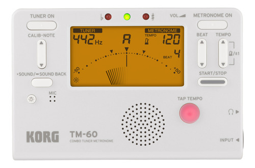 Metronomo Afinador Digital Korg Compacto Tm-60 Wh Branco