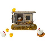 Miniatura De Gallinero De Madera Retro, Mini Familia De...