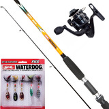 Equipo Pesca Truchas Reel + Cucharas Mosca + Caña 2 Tramos Ideal Pesca Sur Truchas Spinning Tarariras