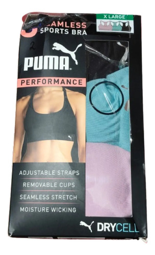 3 Pack Puma Performance Seamless Sports Bra Brasier Deportiv