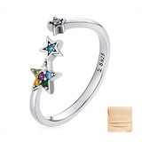 Fino Anillo Estrellas Ajustable Plata .925 Mujer Antheia